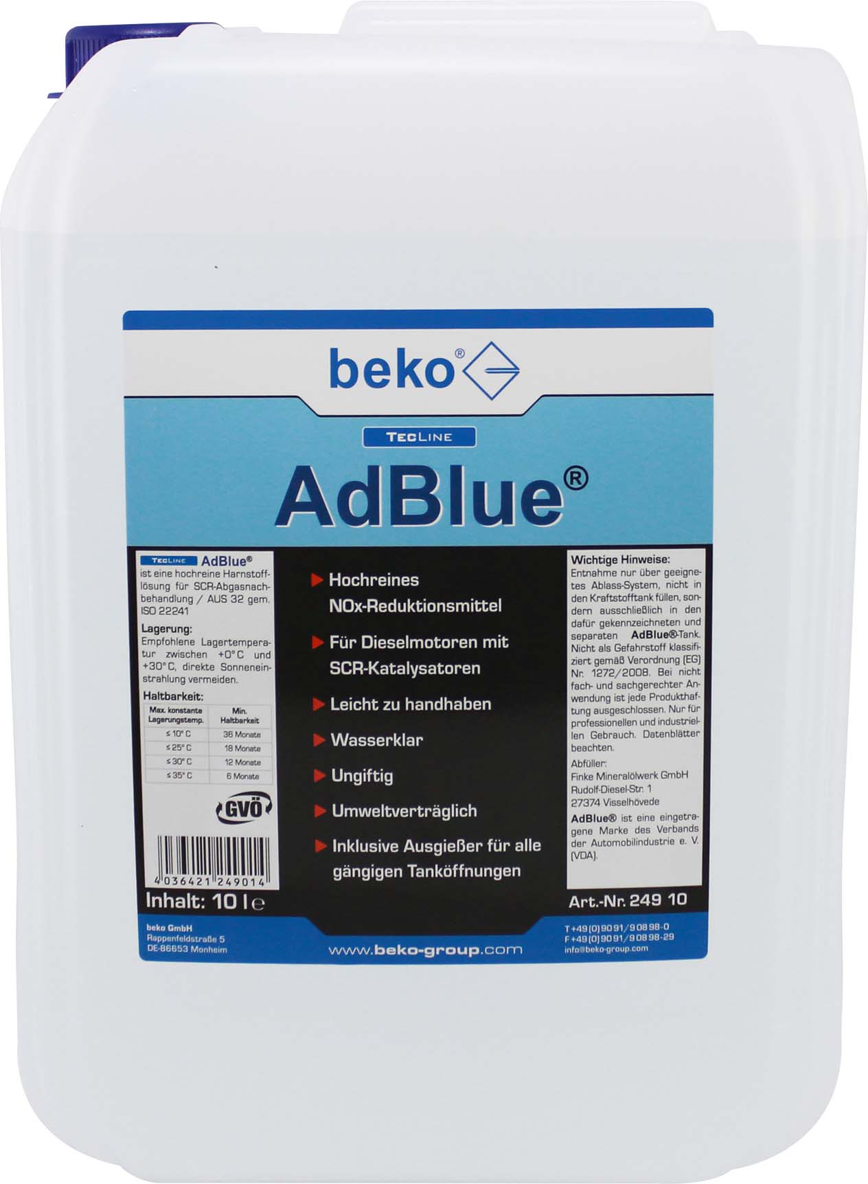 Beko AdBlue 10l inkl.Einfüllstutzen 249 10#0327169