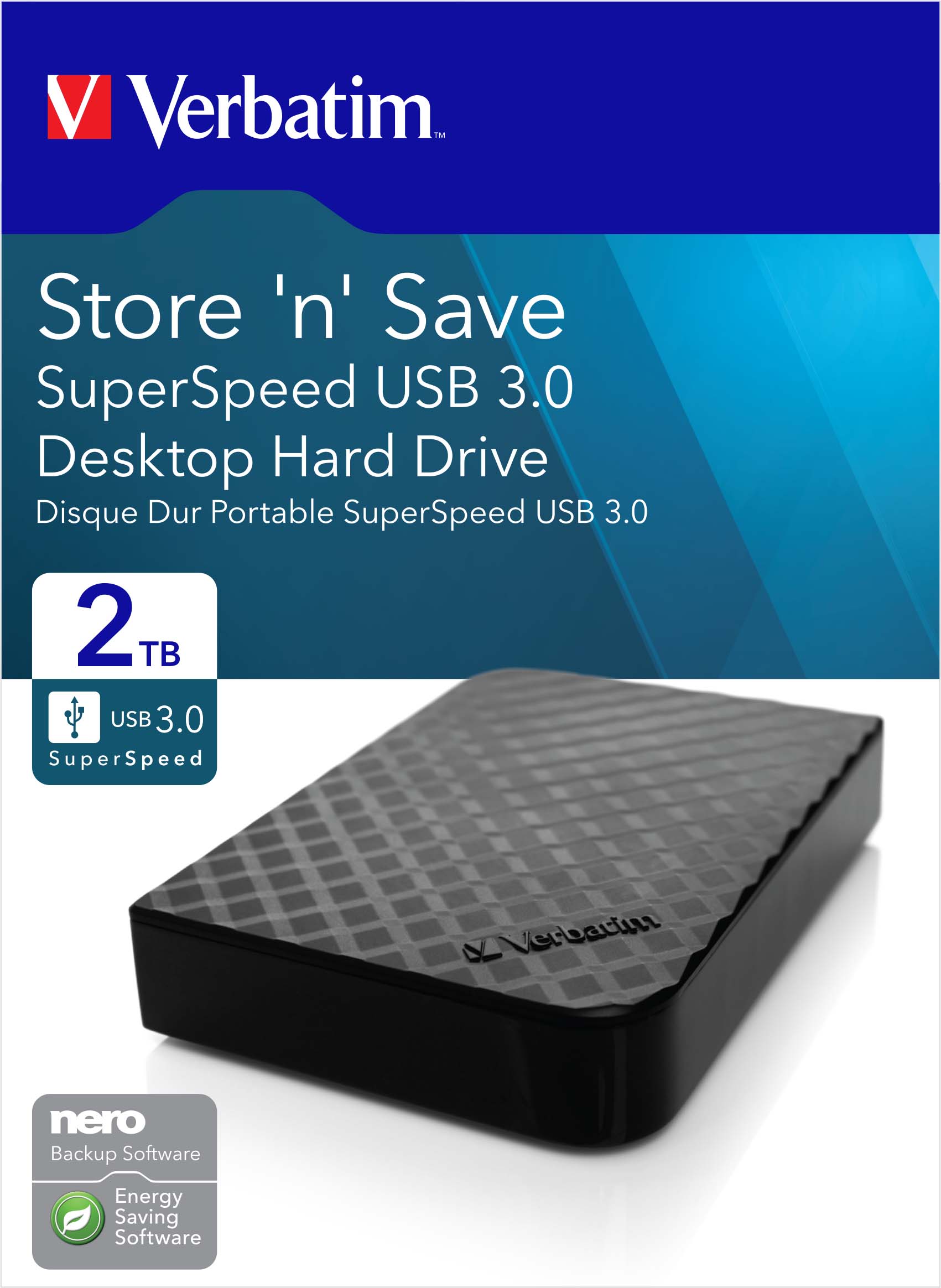 MediaCom-IT Festplatte 2TB USB3.0 Extern,8,89cm(3,5Z) VERBATIM 47683