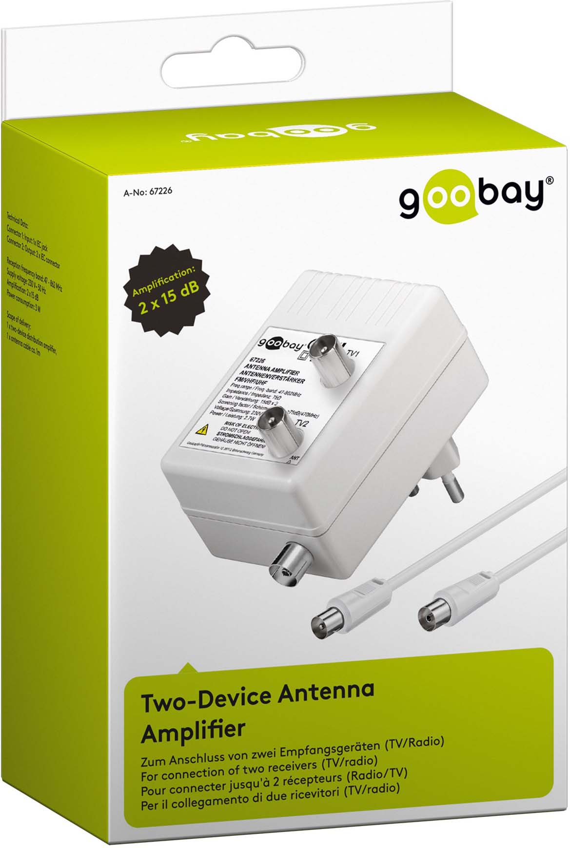 Wentronic Zweigeräte-Antennenverstär DVB-T/DVB-T2/DVB-C 67226