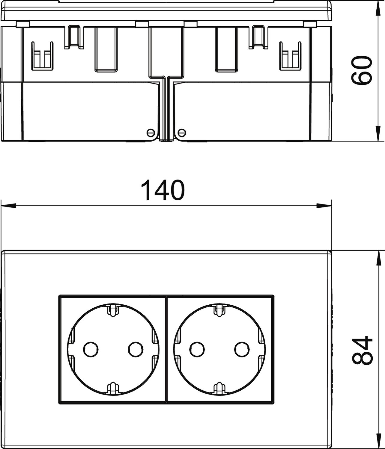 OBO Bettermann Vertr Steckdoseneinheit 2fach 84x140x59mm rt SDE-RW D0RT2