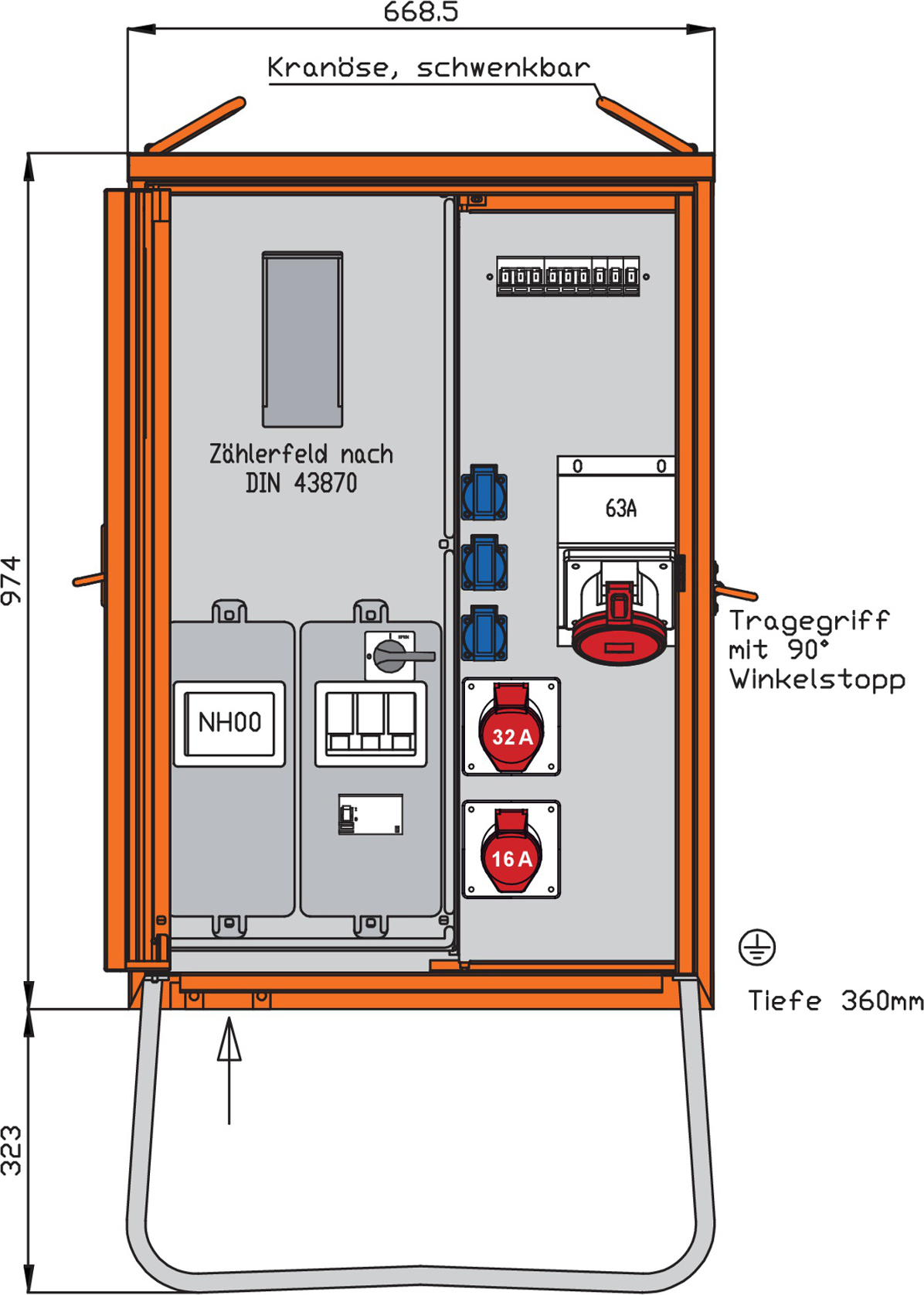 Walther Werke Anschlussverteilerschrank 44kVA m.Zählerplatz WAV0160R1