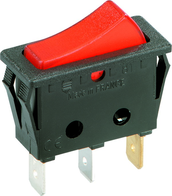 Bachmann EB-Wippenschalter sw/rt,16(8)A250V 1p. 924.112