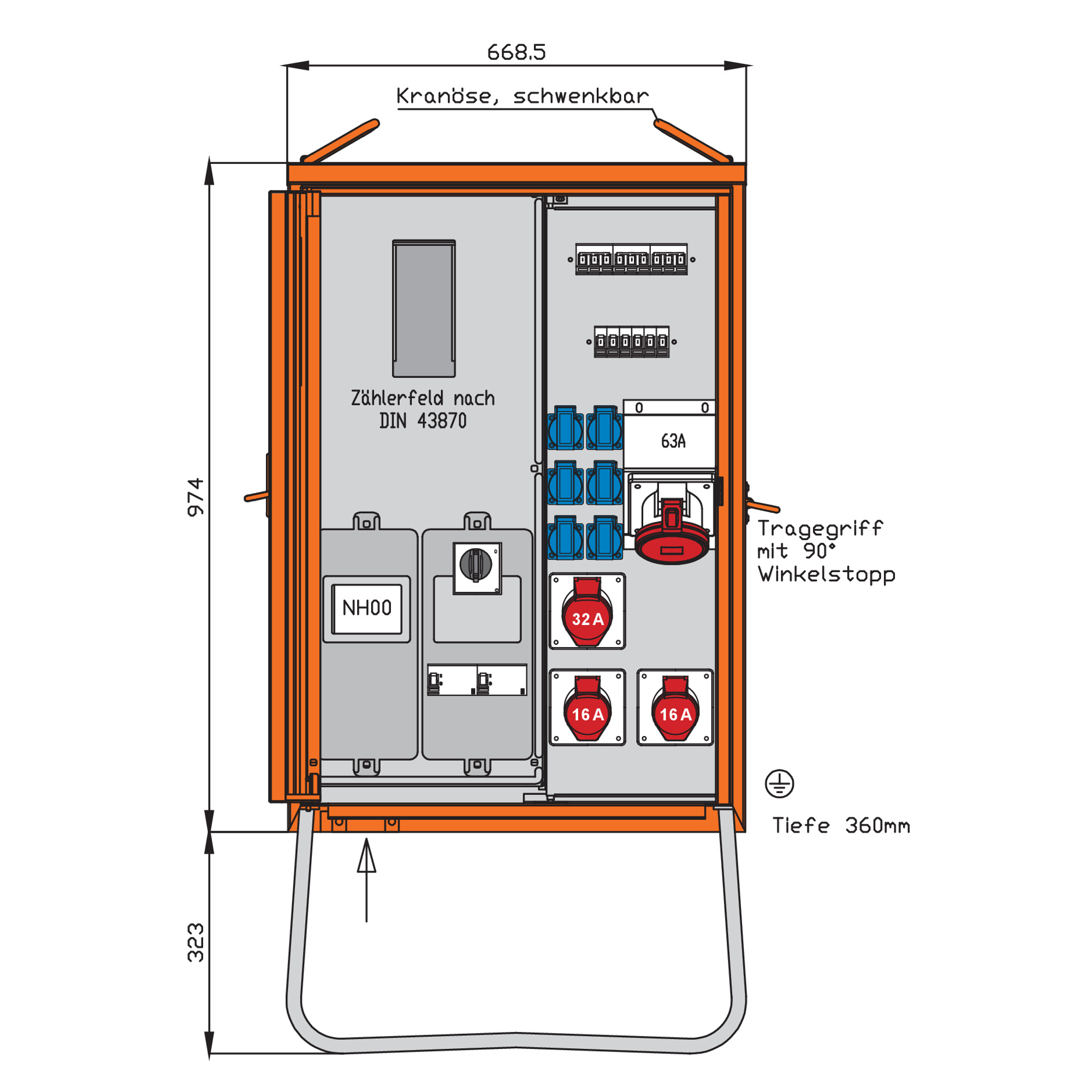 Walther Werke Anschlussverteilerschrank 44kVA m.Zählerplatz WAV0170R1