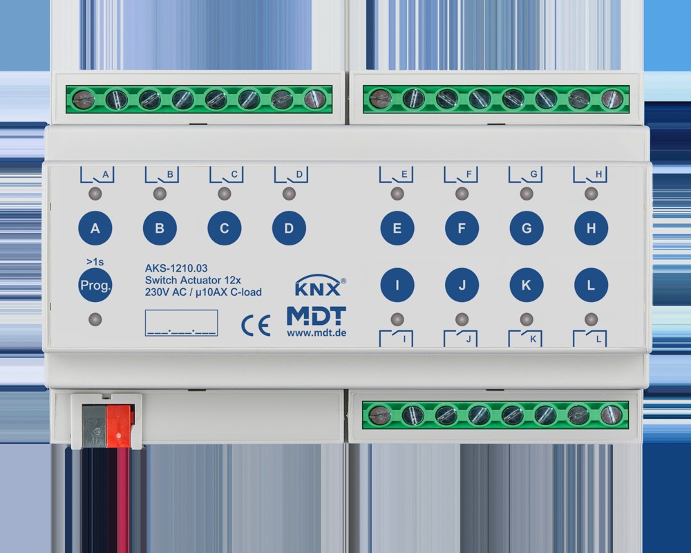 MDT technologies Schaltaktor 12-fach 8TE REG, 10A, 230VAC AKS-1210.03