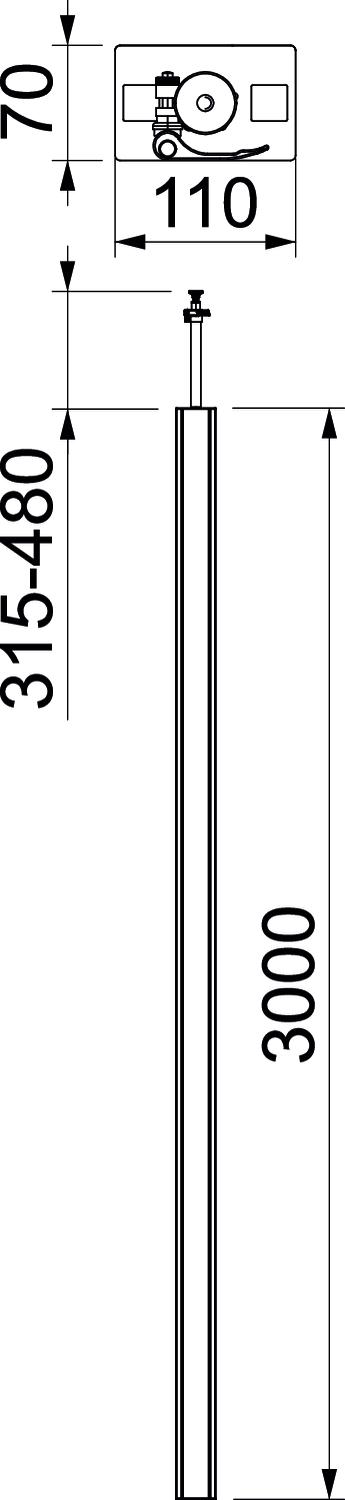 OBO Bettermann Vertr Installationssäule 70x110x3000mm ISS70110RW
