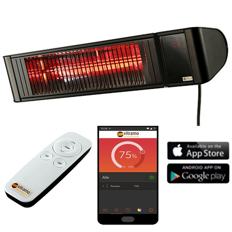Vitramo Infrarot-Heizstrahler 2000W schwarz VC-EH2000S