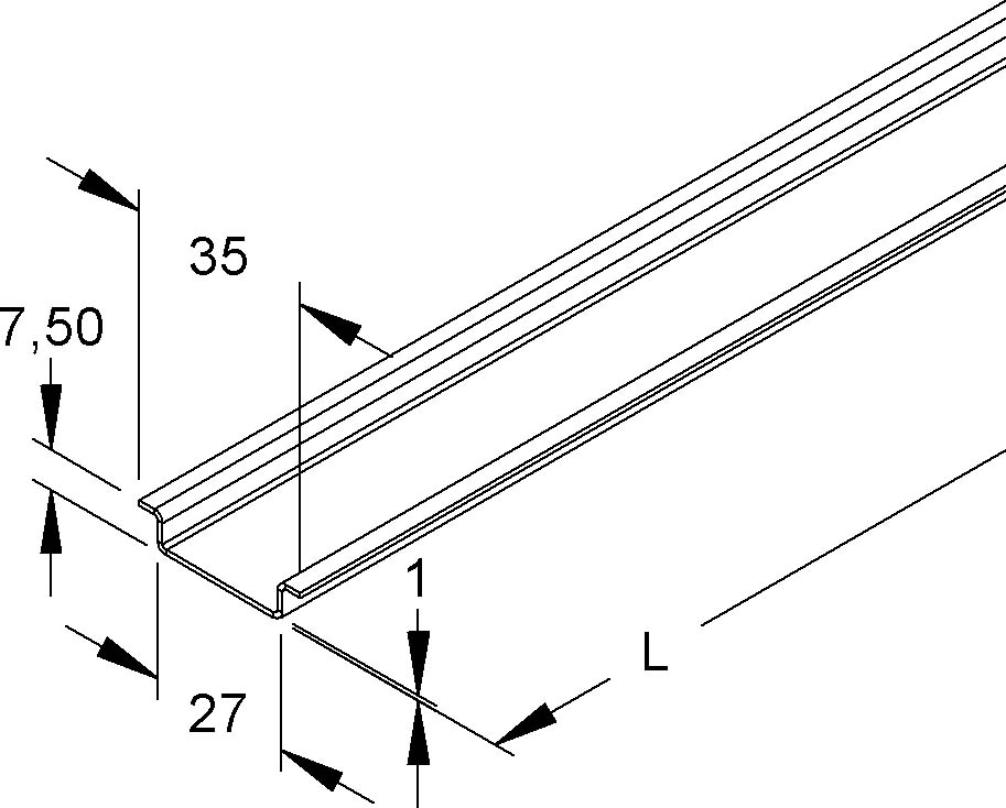 2 M Niedax Tragschiene 2933/2 GO