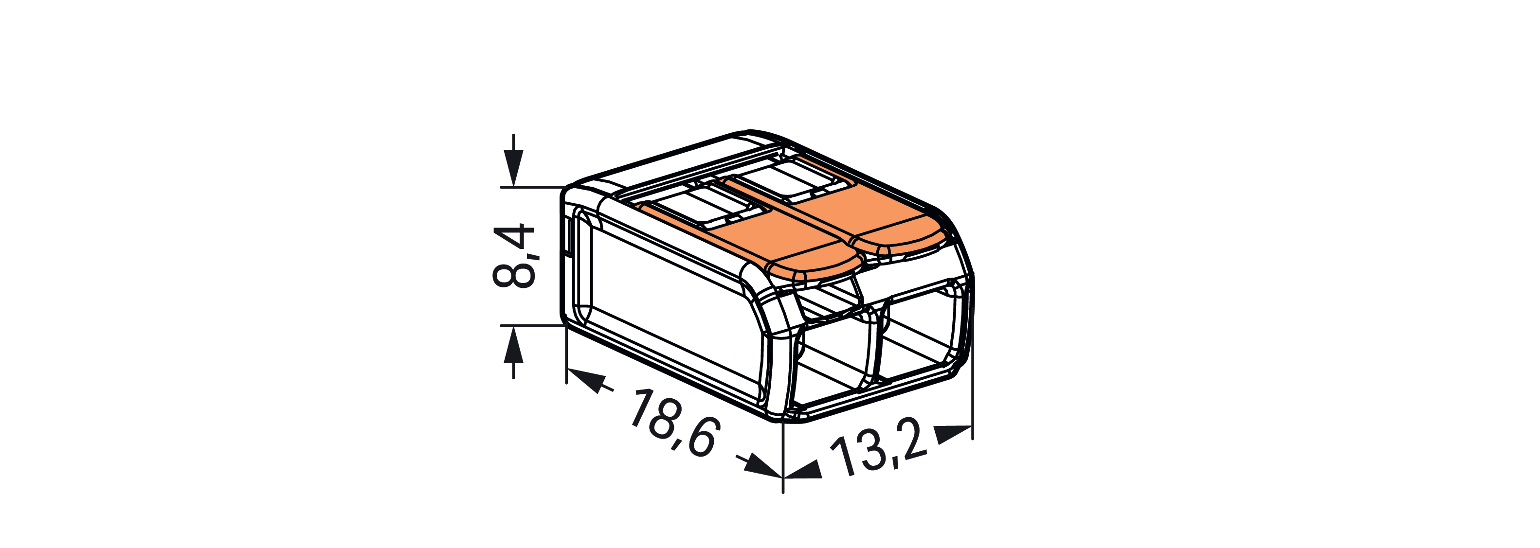 100 STK WAGO GmbH & Co. KG Compact-Verbindungsklemme 2-Leiter bis 4qmm 221-412