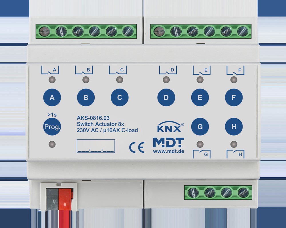 MDT technologies Schaltaktor 8-fach 6TE REG, 16A, 230VAC AKS-0816.03