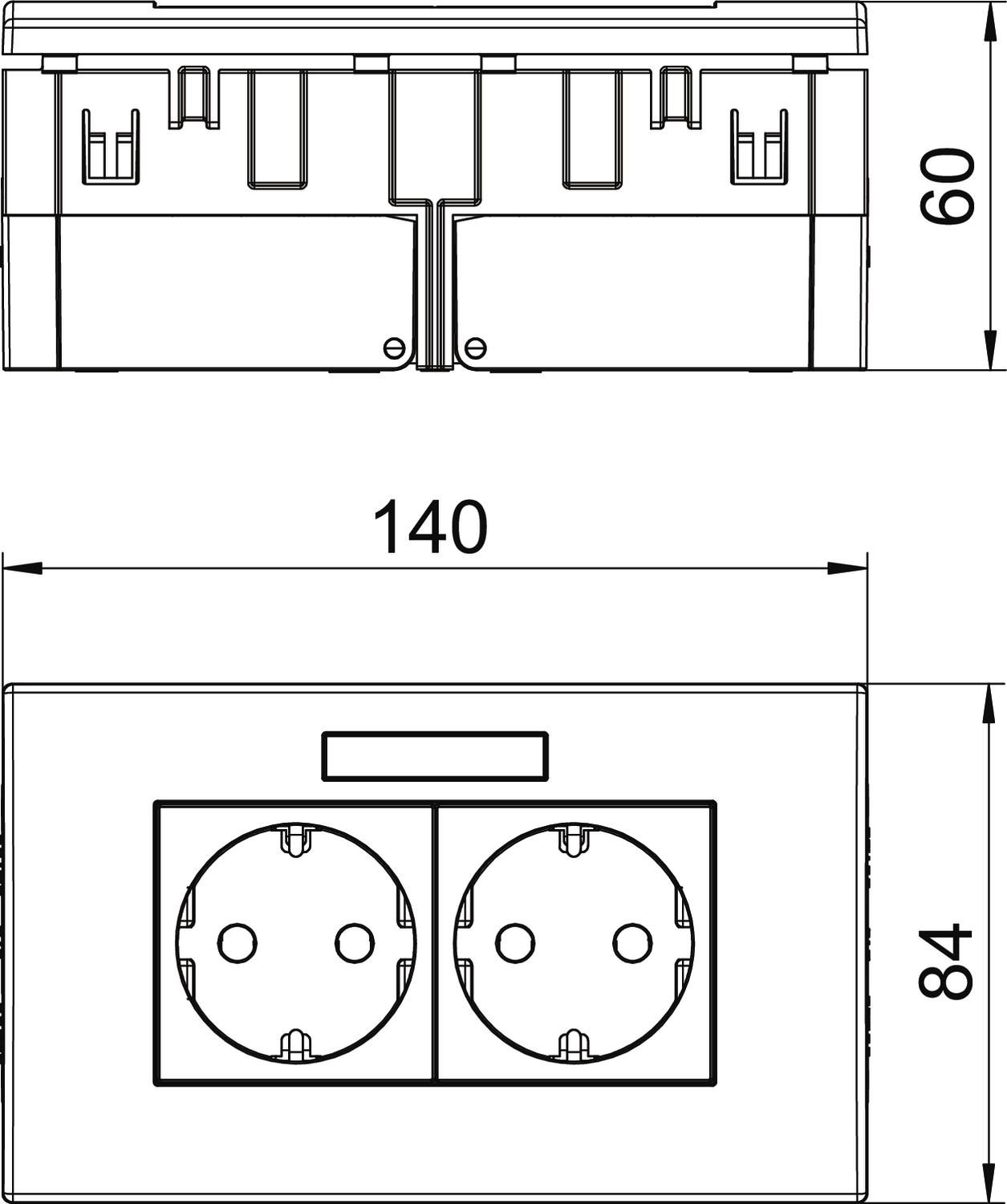 OBO Bettermann Vertr Steckdoseneinheit 2fach 84x140x59 rws SDE-RW D0RW2B