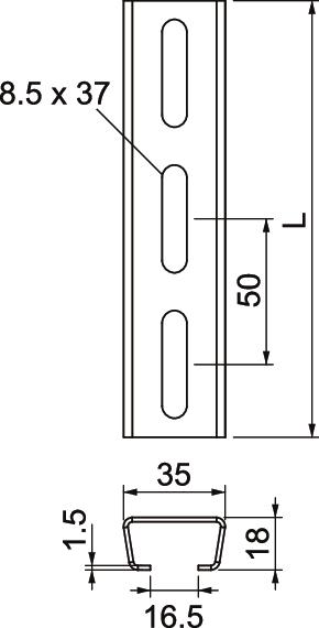 2 M OBO Bettermann Vertr Profilschiene Langl.35x18mm AML3518P2000FT