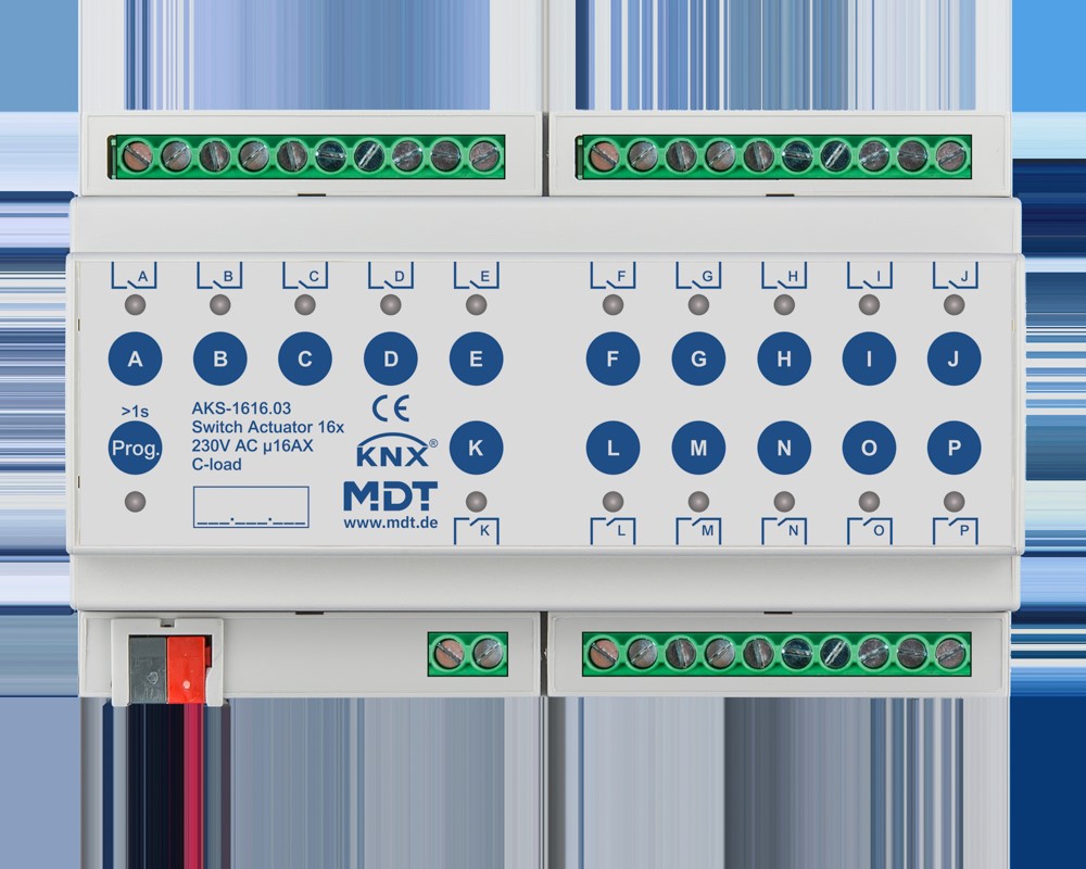 MDT technologies Schaltaktor 16-fach 8TE REG, 16A, 230VAC AKS-1616.03