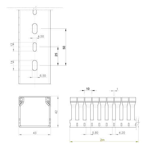 Unex Verdrahtungskanal gr RAL7030 42x43 40.40.77