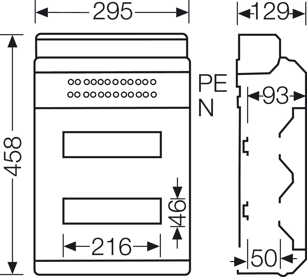 Hensel KV-Automatengehäuse 24TE(2x12x18mm) IP65 KV PC 9224