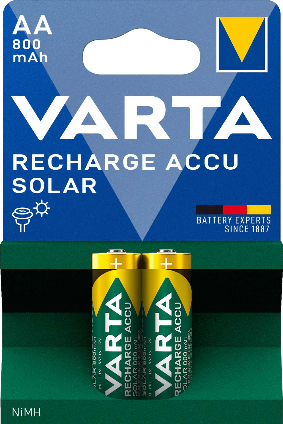 Varta Cons.Varta Recharge Accu Solar AA 1,2V/800mAh/NiMH 56736 Bli.2