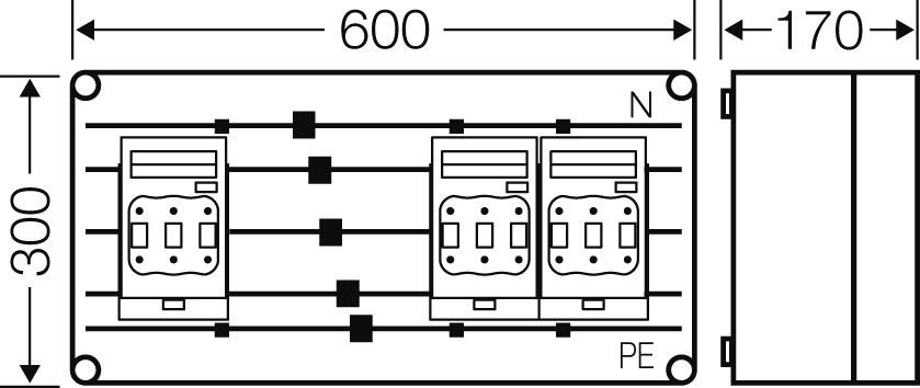 Hensel Sicherungsgehäuse 3x NH00 Mi 6436