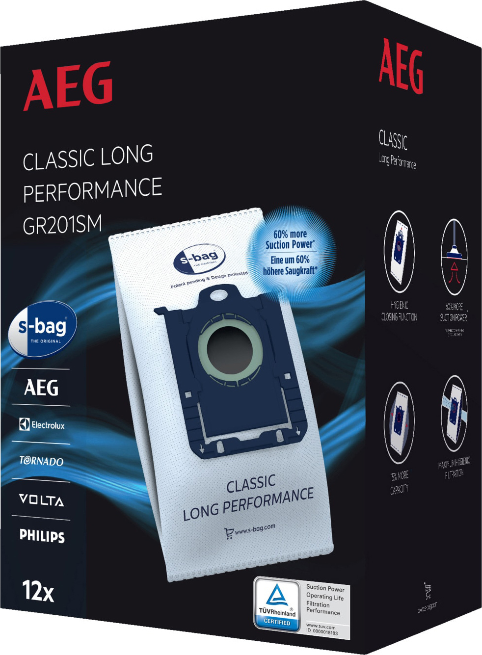 Electrolux AEG SDA Staubbeutel Megapack s-bagClassicLongPerf GR201SM (VE12)