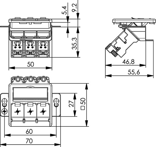 Telegärtner Modulaufn. AMJ-S 3fach T568A UP/50flexCat6A 100022966