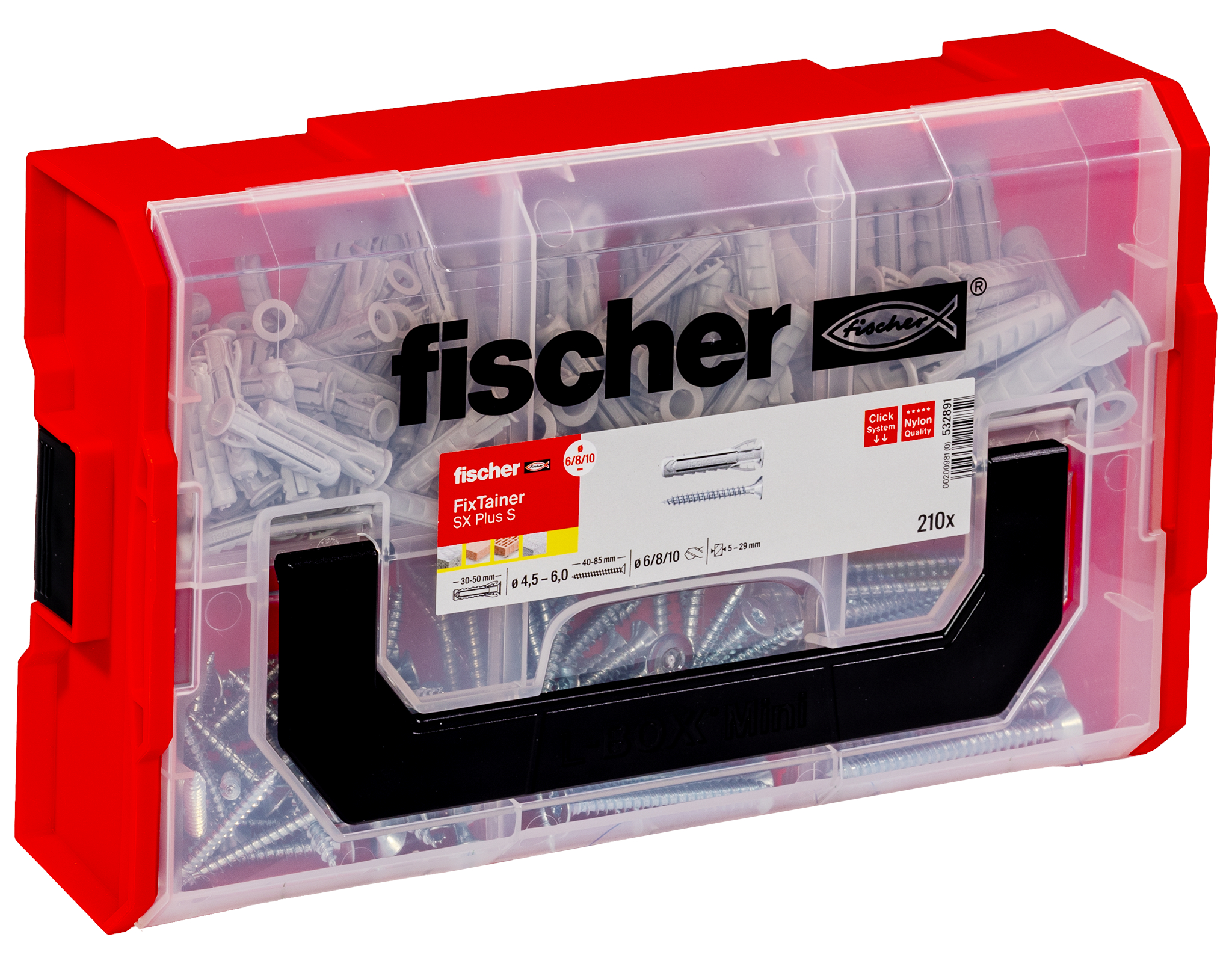 Fischer Deutschl. Sortimentsbox FIXtainer SX-Dübel u Schrauben 532891