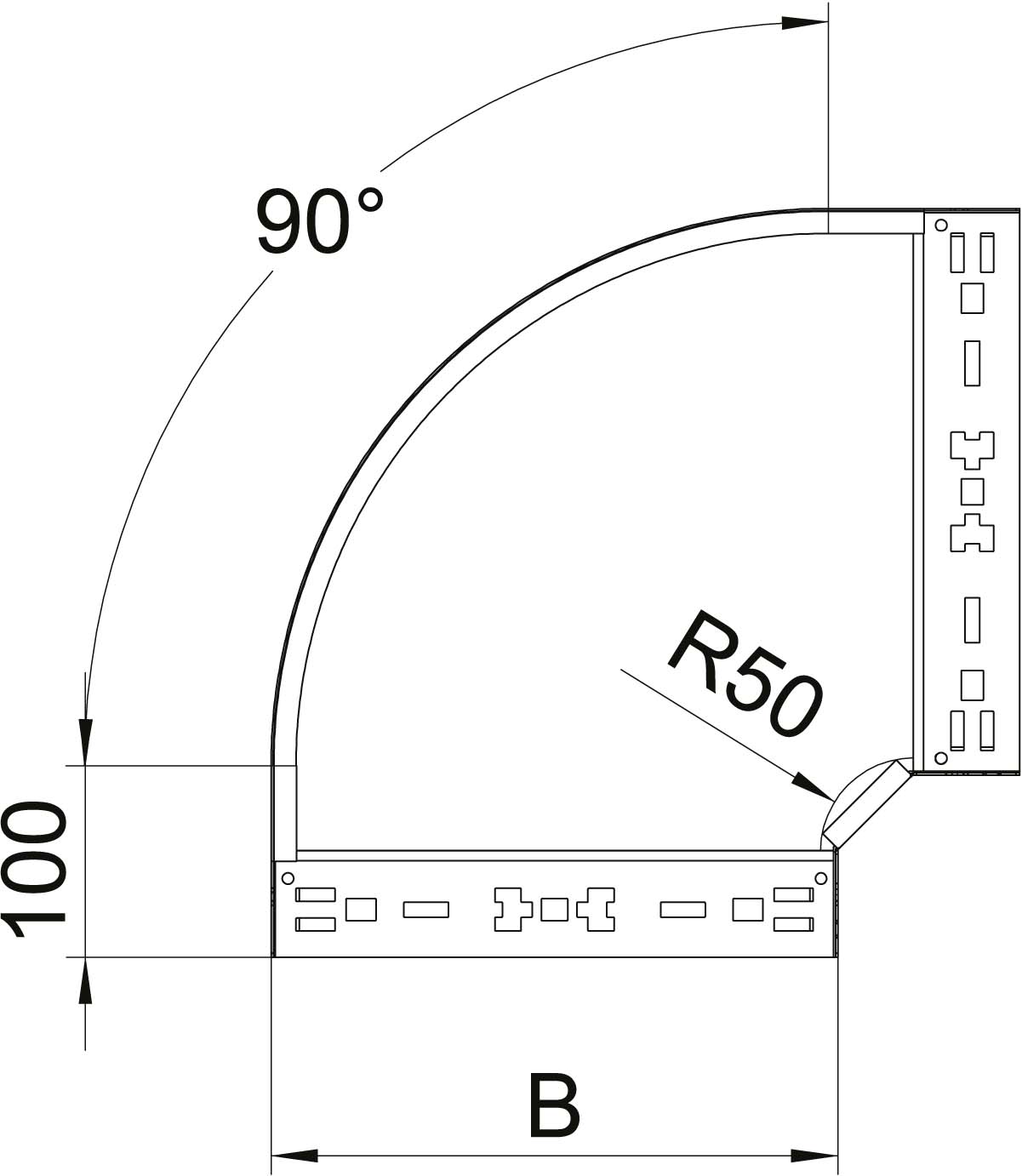 OBO Bettermann Vertr Bogen 90 Grad 60x300mm RBM 90 630 FS