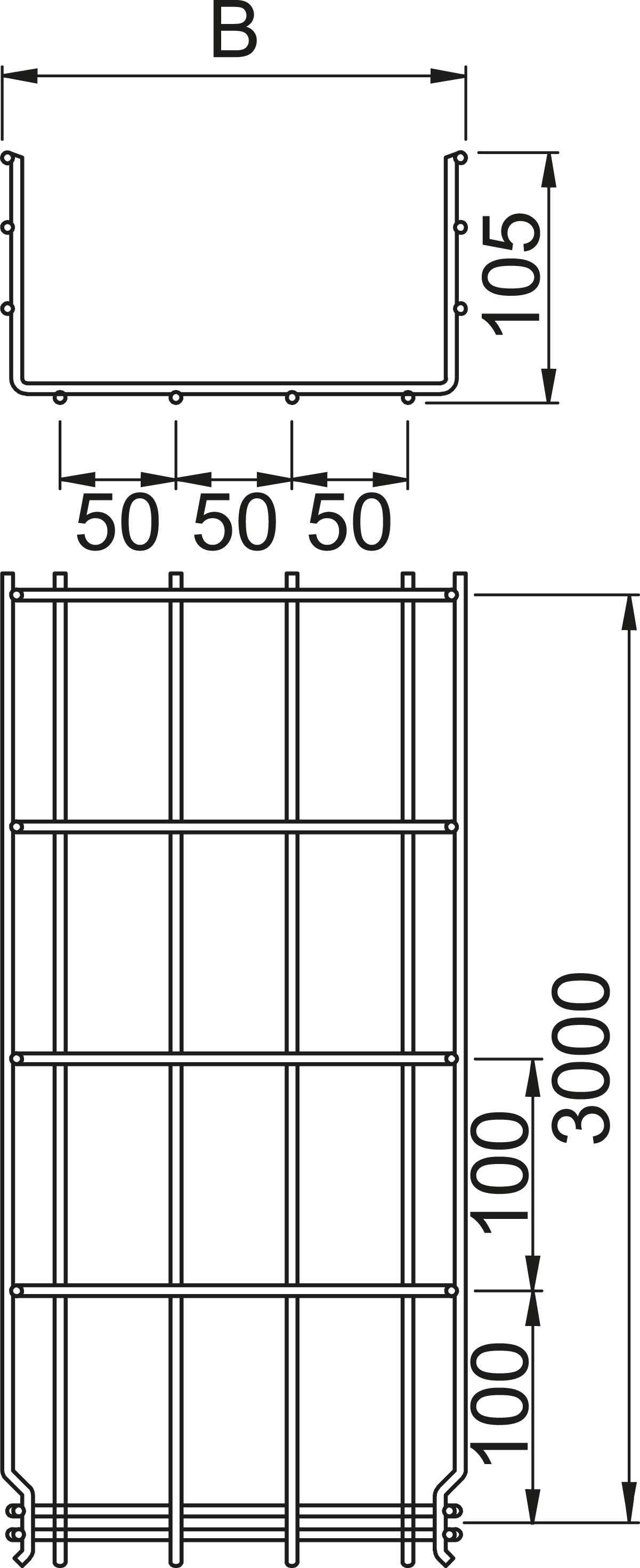 3 M OBO Bettermann Vertr Gitterkabelrinne 105x100x3000mm GRM 105 100 FT