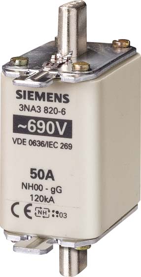 Siemens Dig.Industr. NH-Sicherungseinsatz Gr00 100A690AC/250DC 3NA3830-6