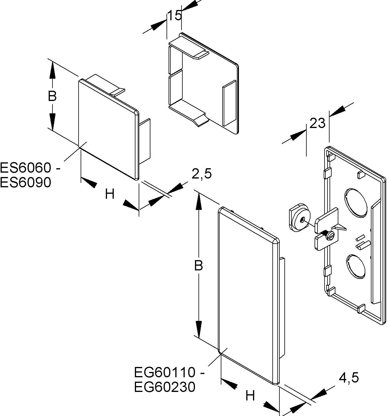 Kleinhuis Endstück rws 60x60 RAL9010 ES6060.3