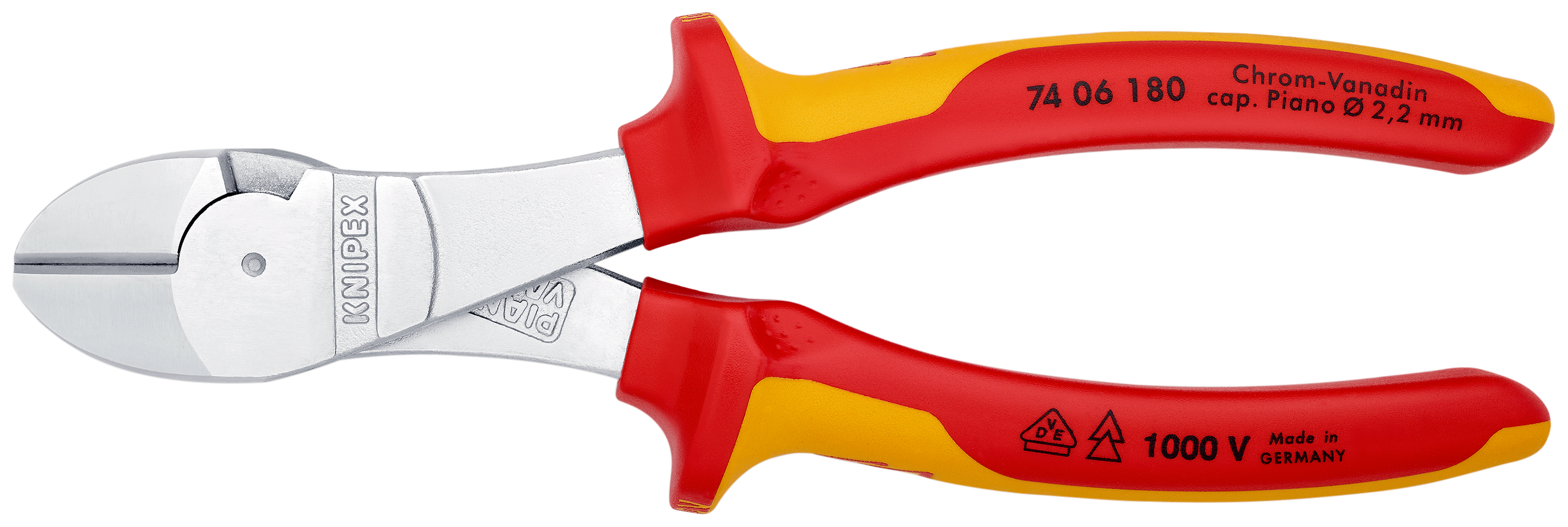Knipex-Werk Kraft-Seitenschneider isoliert, 180mm 74 06 180