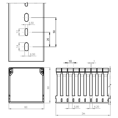 Unex Verdrahtungskanal gr RAL7030 60x60 60.60.77