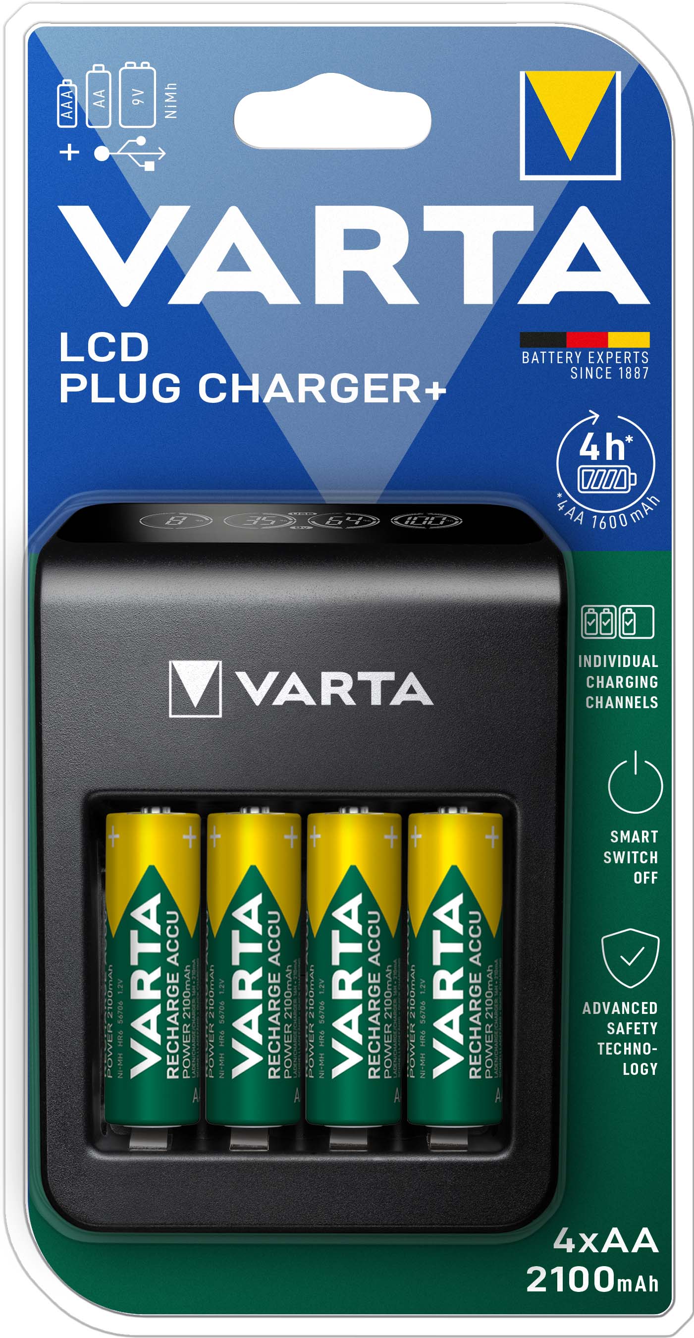 Varta Cons.Varta LCD Plug Charger+ 4xAA 56706 2100mAh 57687101441