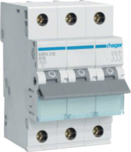 Hager Leitungsschutzschalter 3pol. B-16A, 6kA MBN316