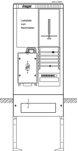 Hager Zähleranschlusssäule 1ZP + 1LP, 2-feldig ZAS175MH1