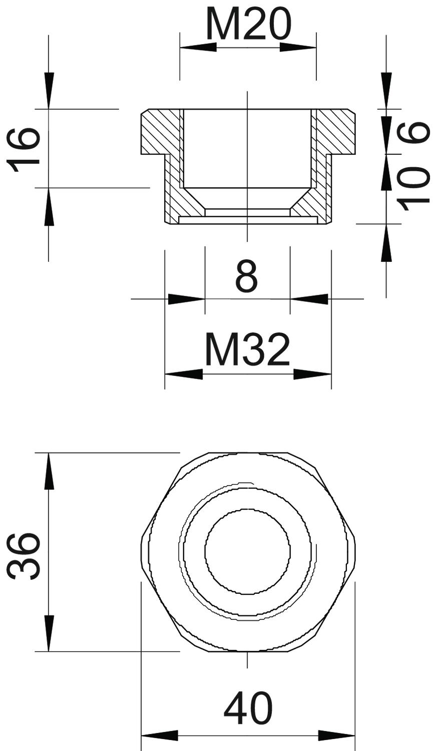 OBO Bettermann Vertr Reduktion Iso,lgr 107 R M32-20 PA