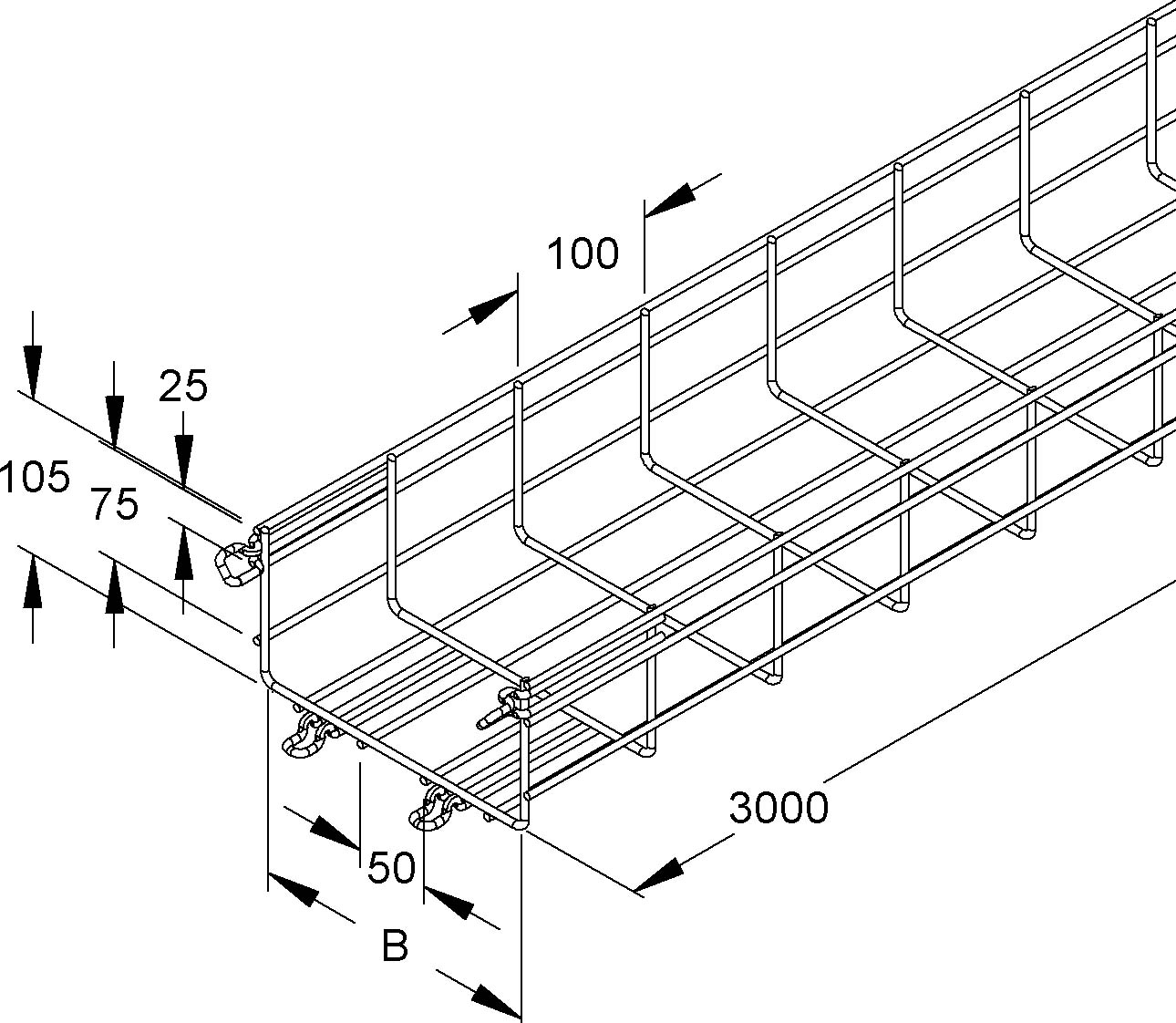 3 M Niedax Gitterrinne 105x200x3000mm, CITO MTC 105.200 F