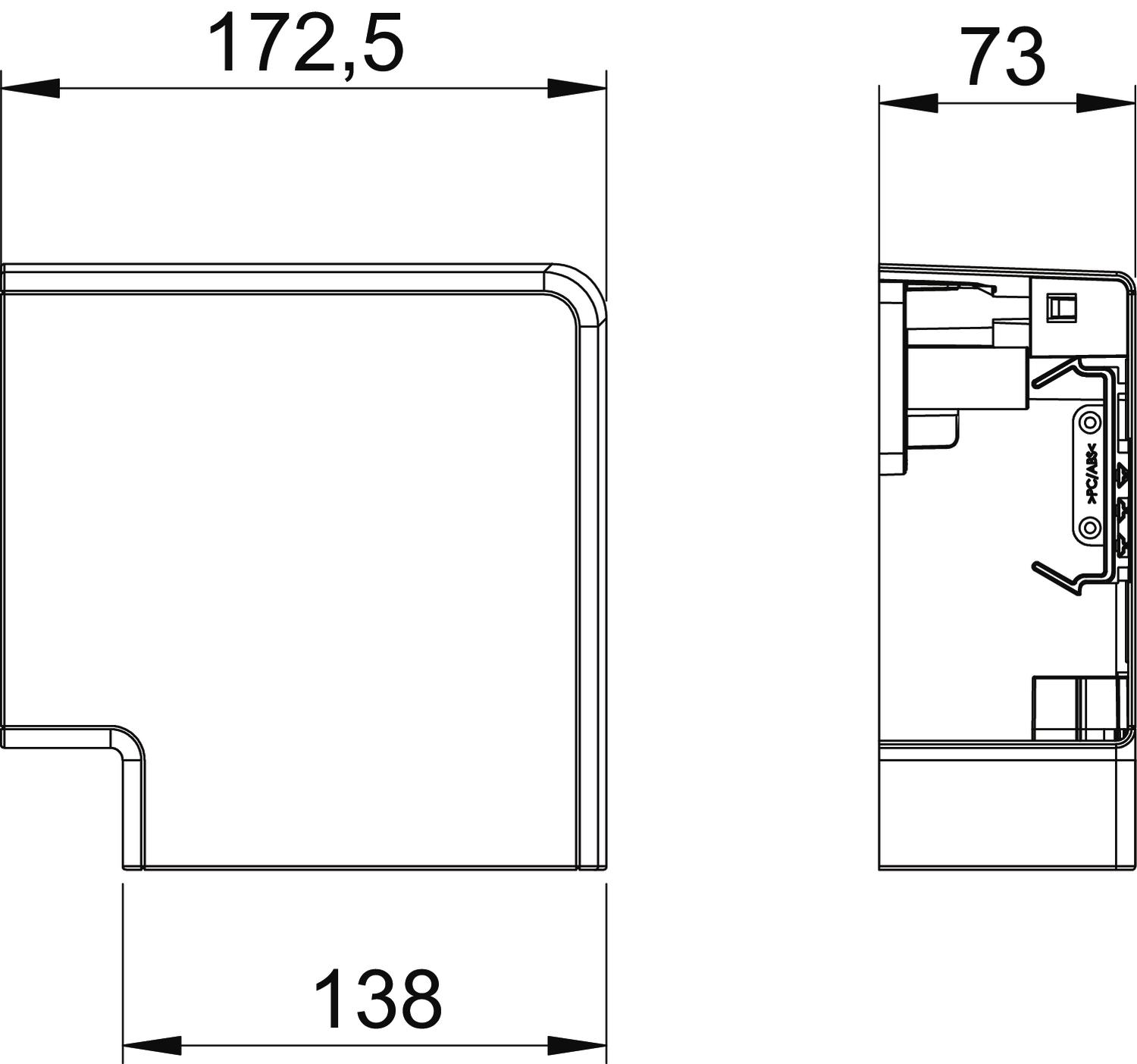 OBO Bettermann Vertr Flachwinkel 70x130mm rws GK-FH70130RW