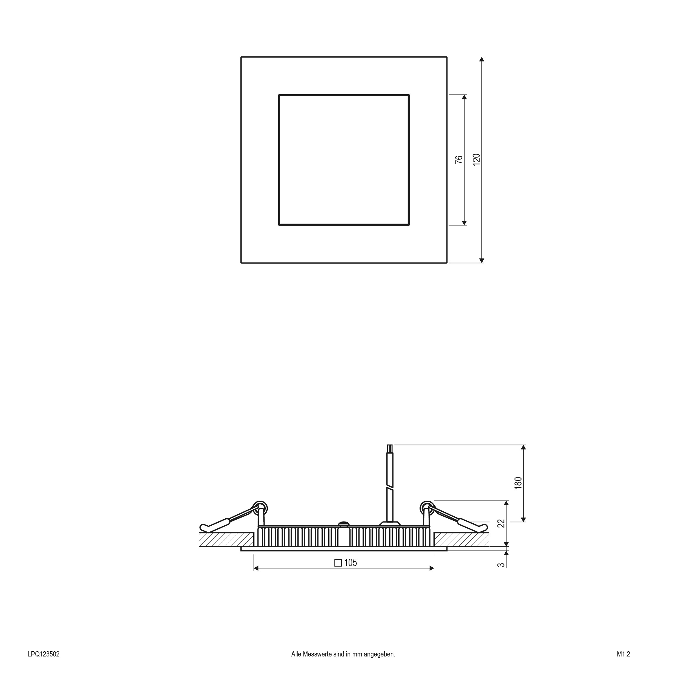 EVN Lichttechnik LED Einbau Panel 9W 350mA 3000K LPQ 123 502