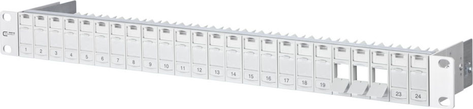 Metz Connect Patchfeld modul 24Port 1HE RAL7035 leer TN MPP24-7035-leer