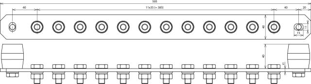 DEHN Potentialausgleichschiene o. Abdeckung NIRO PAS I 12AP M10 V2A