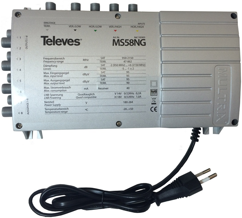 Televes Multischalter mit Netzteil MS58NG