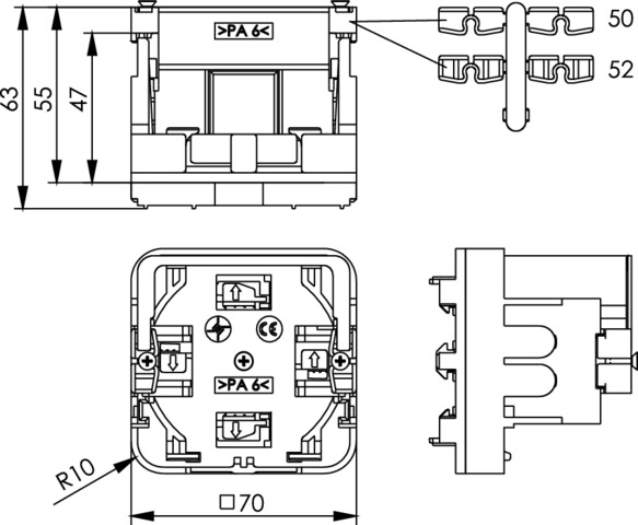 Telegärtner Uni-Geräteeinbauträger f.Ans.dosen im BR-Ka 100021422 Telegärtner Uni-Geräteeinbauträger f.Ans.dosen im BR-Ka 100021422