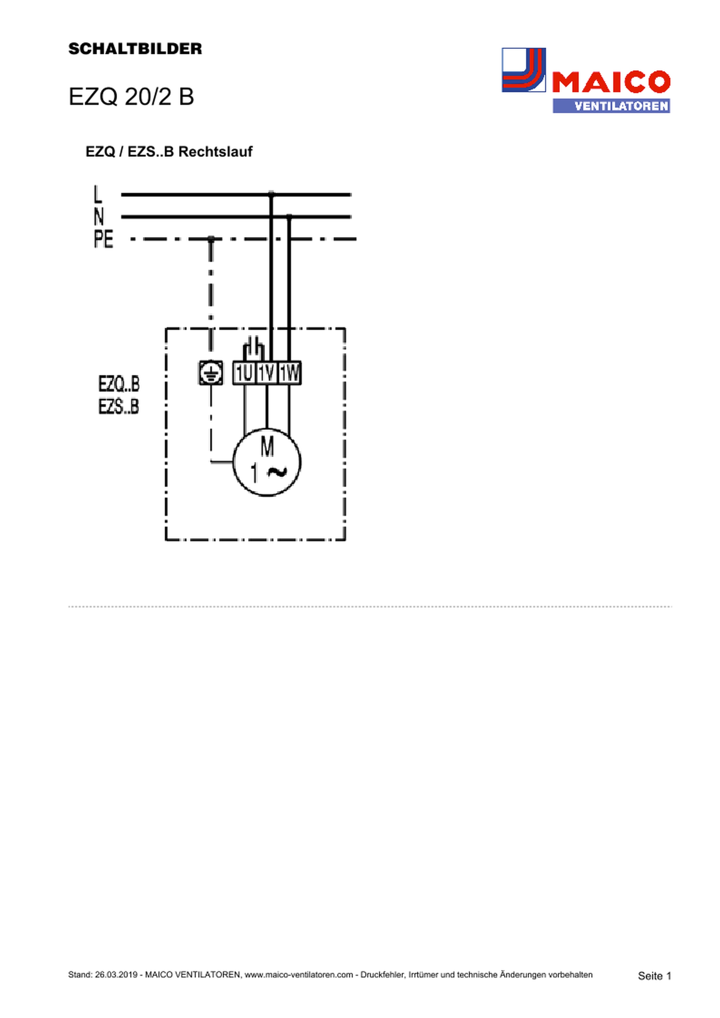 Maico Ventilator 1100cbm/h,65Wm,IP55 EZQ 20/2 B