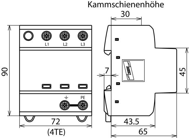 DEHN Kombi-Ableiter TN-C-Systeme DSH TNC 255