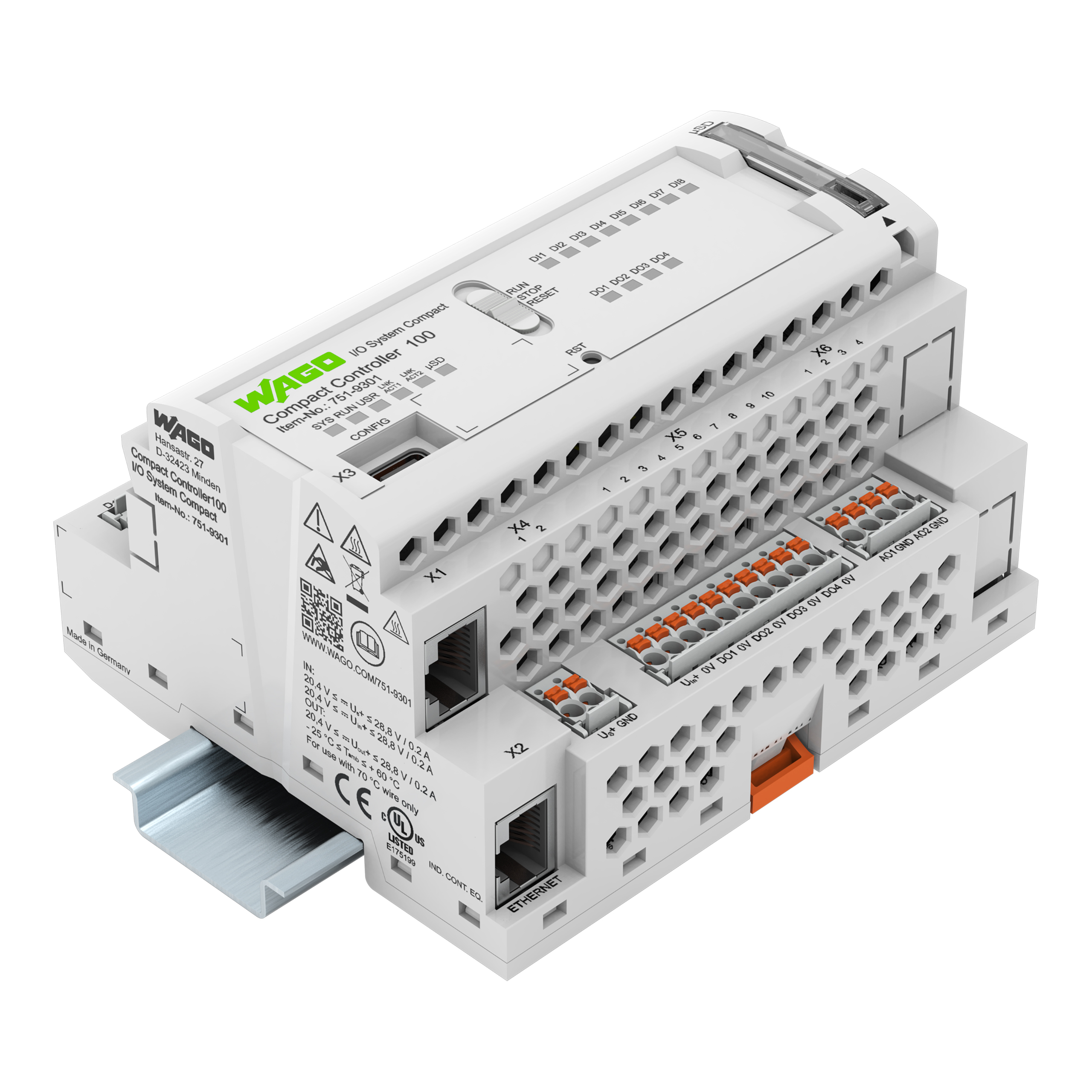 WAGO GmbH & Co. KG Compact Controller 100, 8DI 4DO 2AI 751-9301