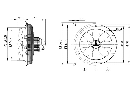 Maico Ventilator 2700cbm/h,115W,IP55 EZQ 35/4 B