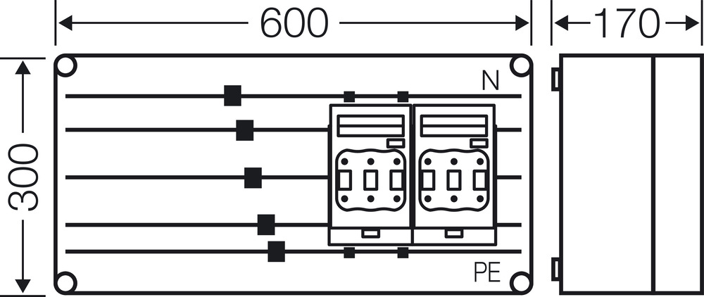 Hensel Sicherungsgehäuse 2x3xNH00 250A 5p Mi 6426