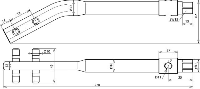 DEHN Richteisen gekröpft St/brüniert REGK810SW13STBRUE