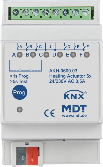 MDT technologies Heizungsaktor 6-fach 3TE REG, 24-230VAC AKH-0600.03