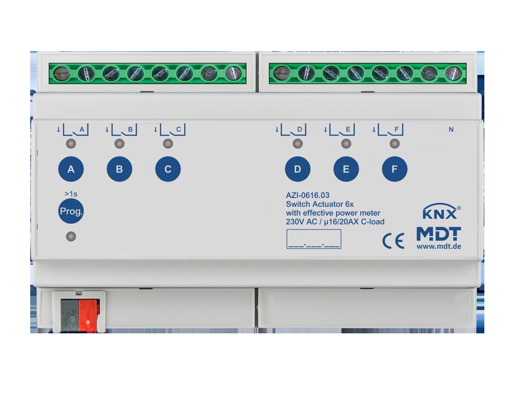 MDT technologies Schaltaktor 6-fach, 8TE REG, 16/20 A, 230 V AZI-0616.03