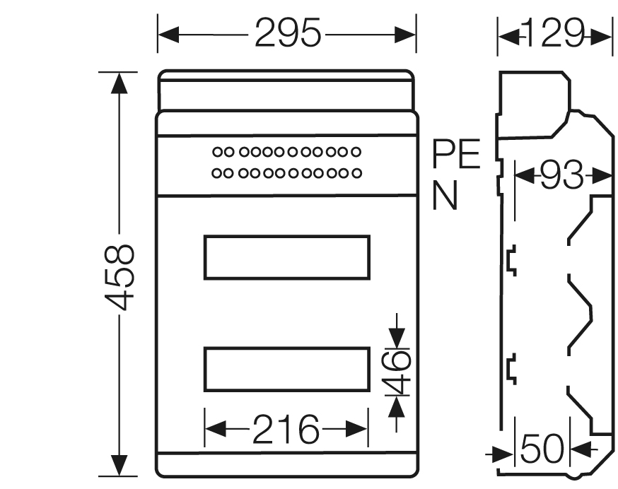 Hensel KV-Automatengehäuse 24TE(2x12x18mm) IP65 KV PC 9224