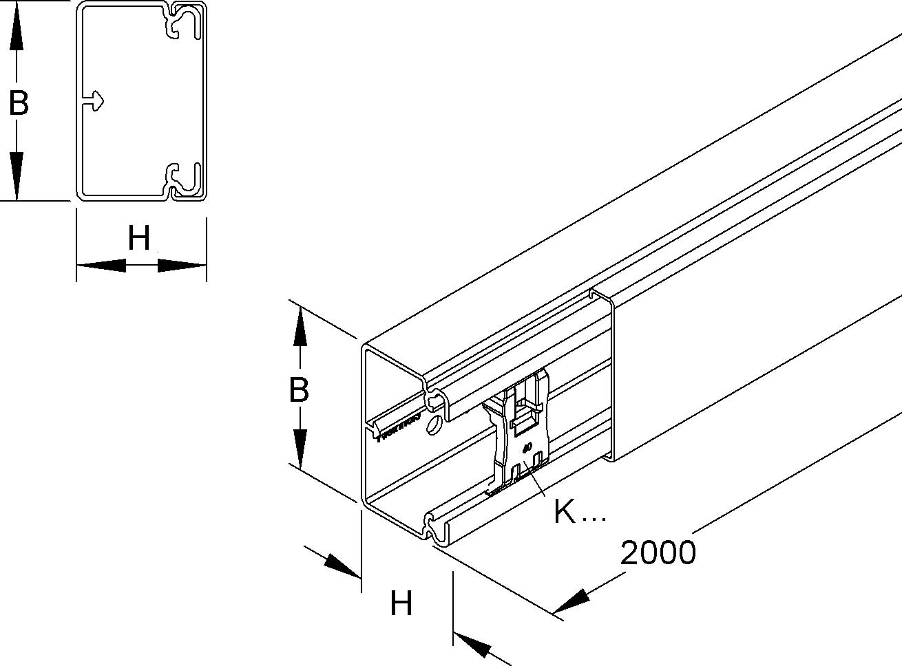 2 M Kleinhuis Kanal rws 40x90 RAL9010 HKL4090.3